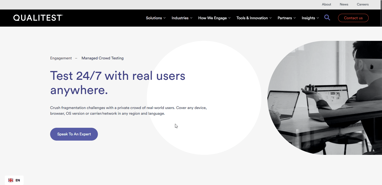 Screenshot of Qualitest's homepage