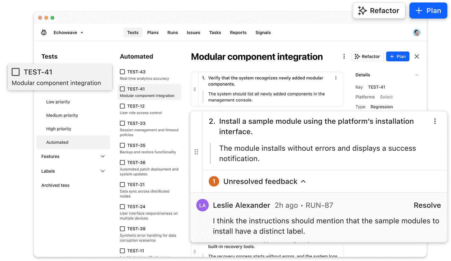 A still of a test project on the Testlio platform