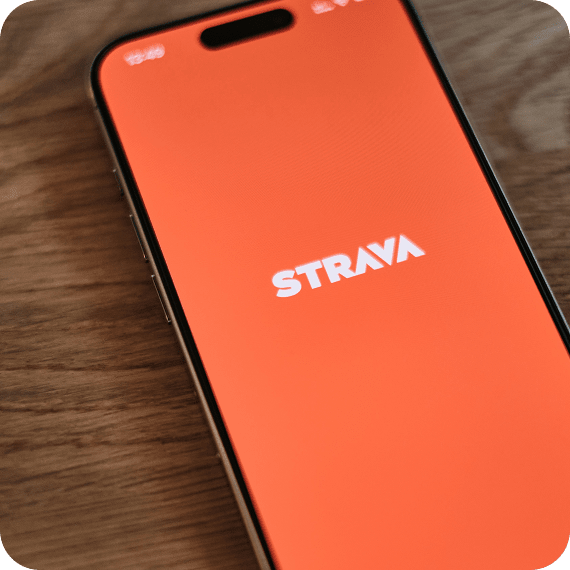 Smartphone screen displaying the Strava logo