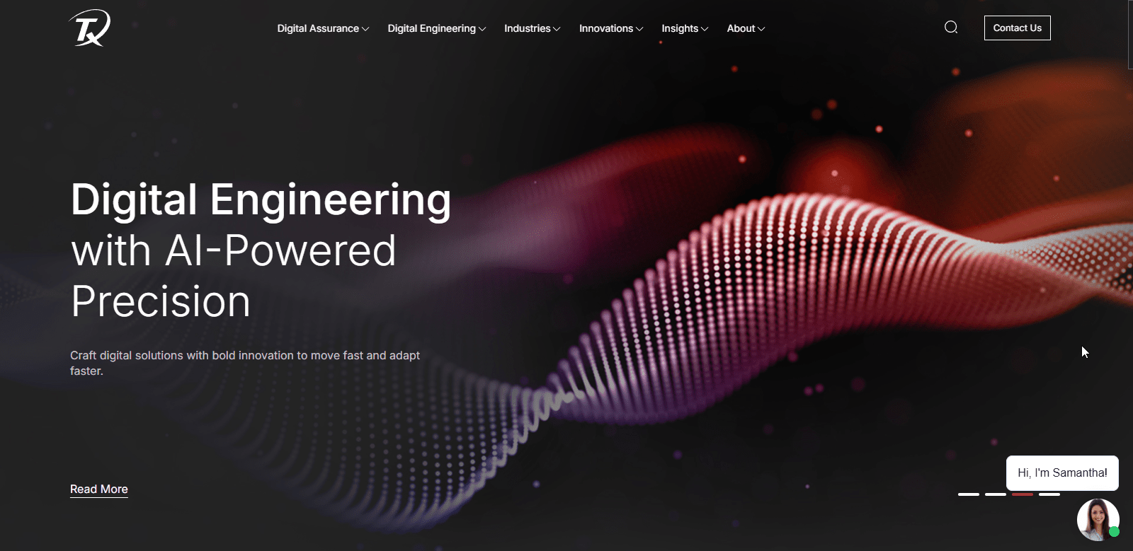 Screenshot of TestingXperts' homepage