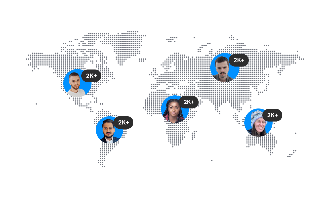 Global map shows testers in various locations