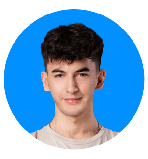 Portrait of a young man with curly dark hair