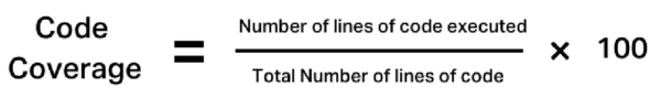 To calculate code coverage, you can use the following formula:
Code Coverage = (Number of lines of code executed)/(Total Number of lines of code in an application) * 100