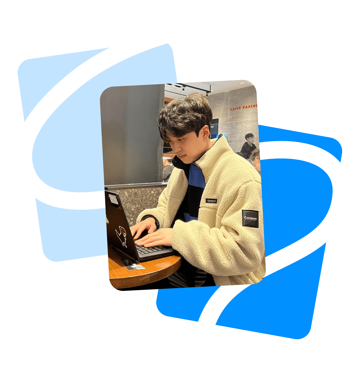 Seungho working from a café